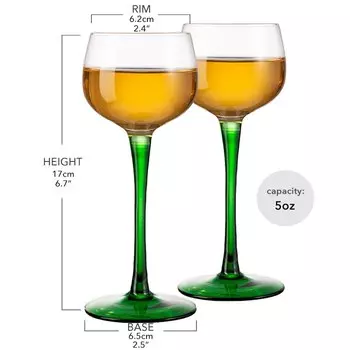 Бокалы для вина OK HOLIDAY из хрусталя 5 унц., прозрачные, пара