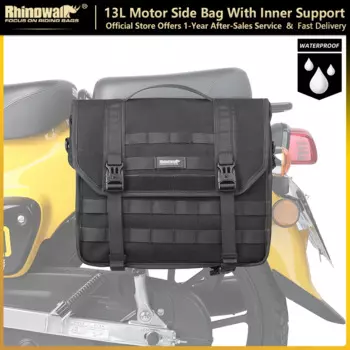 Боковая Сумка для мотоцикла Rhinowalk, 13 л, водонепроницаемая быстросъемная сумка для мотора с внутренней опорой, багажная стойка для хранения