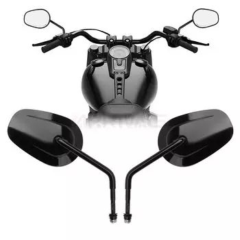 Боковое зеркало заднего вида 8 мм, ярко-черное для Harley, Yamaha, Honda, Suzuki, Мотоциклетные аксессуары