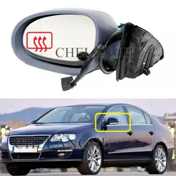 Боковое зеркало заднего вида для VW Passat B6 2006, 2007, 2008, 2009, 2010, с подогревом