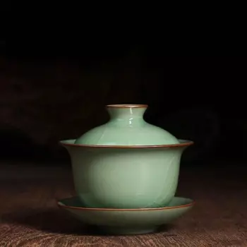 Большая чайная чаша Longquan Celadon с треснувшим покрытием, бесплатная доставка