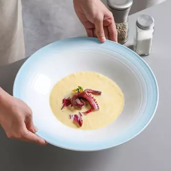 Большая круглая тарелка для супа, подставка под глазурь для отеля, цветная фарфоровая посуда, специальная керамическая большая тарелка, креативная посуда