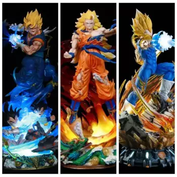 Большая Реалистичная фигурка дракона Ls Vegetto Gk Goku Vegeta трехсторонняя скульптура светящаяся анимация украшение подарок