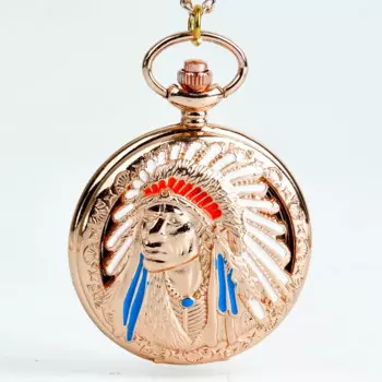 Большие модные кварцевые карманные часы, розовое золото, индийские женские, мужские, карманные часы с цепочкой