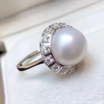 Большое количество AAAAA 12-11 мм подлинное натуральное жемчужное кольцо из южного Китая 925S