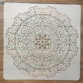 Большой декоративный трафарет с изображением мандалы, 30x30 см