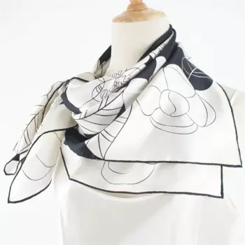 Большой квадратный шарф из 100% шелка, шаль с цветочным принтом, женский элегантный шелковый платок 35x35 дюймов