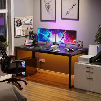 Большой Офисный Компьютерный стол 55 дюймов, простой письменный стол для учебы и дома, черный цвет