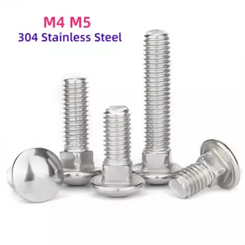 M4 M5 304 болты для каретки из нержавеющей стали, ферменный винт с круглой головкой и квадратной шеей, тренерский винт для полки, стола, мебельные болты