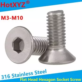 Болты с потайной головкой и шестигранным винтом из нержавеющей стали 316 KM M3M4M5M6M8M10 DIN7991, болты с шестигранной головкой