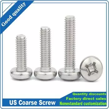 Болты ТINGGOO из нержавеющей стали 304 UNC/UNF 2# 3# 4# 5 6 8 10 12 # 5/32-32 1/4-20 5/16-18 3/8-16 с крестообразным шлицем