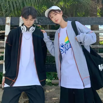 Бомбер бейсбольная куртка мужская демисезонная куртка в японском стиле Харадзюку черная толстовка на молнии Толстовка Оверсайз