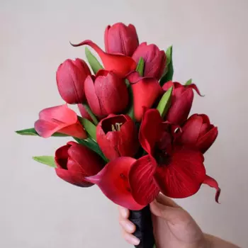 Бордовый тюльпан с Кала, свадебный букет, искусственный, для свадьбы
