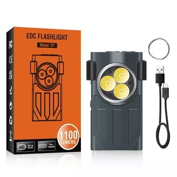 BORUiT V7 Светодиодный Брелок-фонарик EDC Type-C Перезаряжаемая Портативная Рабочая Лампа Мини-фокусируемый УФ-фонарь Для Кем...