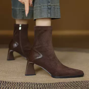 Ботильоны женские стрейчевые, на каблуке 6,5 см