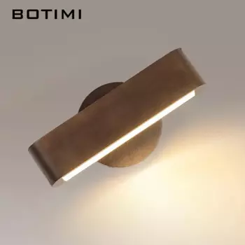 BOTIMI настенное бра из цельного дерева для дома DECO скандинавские настенные светильник Прямоугольные прикроватные светильники для спальни Деревянный светильник