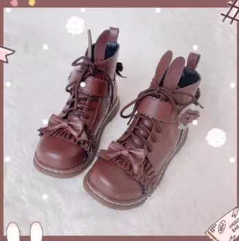 Ботинки-мартинсы женские осенне-зимние, с круглым носком, с бантом, обувь kawaii