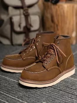 Ботинки мужские мотоциклетные из воловьей кожи, Винтажные ботинки для пустыни, рабочая обувь, кроссовки, европейские размеры 35-44