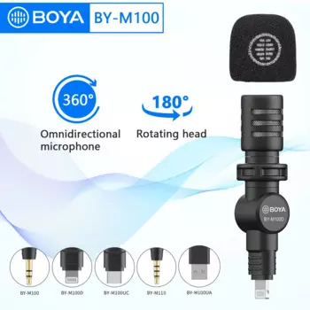 BOYA BY-M100 проводной конденсаторный мини-микрофон для ПК iphone Type-C DSLR камеры потоковый блоггер запись аудио и видео