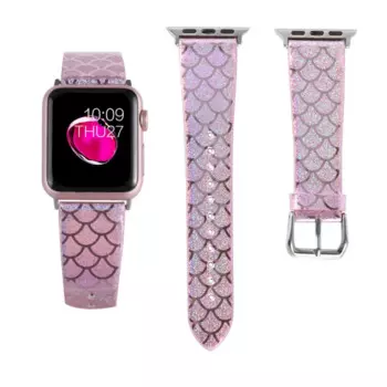 Браслет Блестящий женский кожаный для Apple Watch band Series 5 4 2 3, ремешок для iWatch 44 мм 40 мм 42 м 38 мм