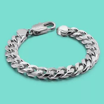 Браслет-цепочка мужской из серебра 925 пробы, 10 мм