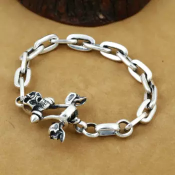 Браслет-череп из серебра 925 пробы, ручная работа