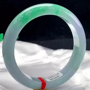 Браслет из Мьянмы изумрудно-зеленый, два цвета, 54-62 мм