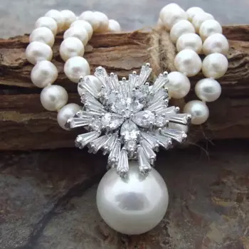 Браслет из морского жемчуга, 2 нити, 8-9 мм