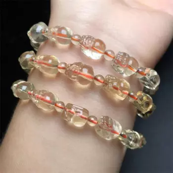 Браслет из натурального цитрина пиксиу для мужчин и женщин, изысканная цепочка с шармами-лентами, подарок для здоровья, энергетический кристалл, 1 шт.