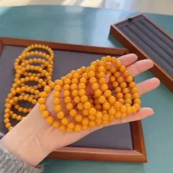 Браслет из натуральных желтых янтарных бусин, 8,1 мм