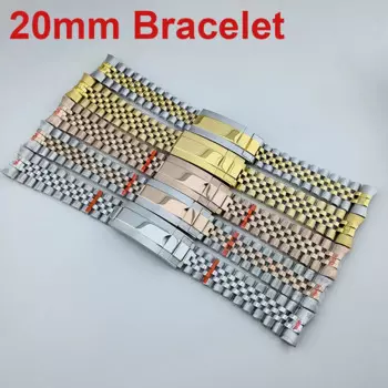 Браслет из нержавеющей стали высокого качества для женщин и мужчин, однотонный серебристый металлический ремешок для наручных часов, 20 мм, аксессуары