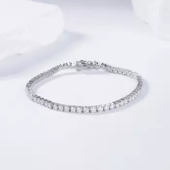 Браслет из серебра 925 пробы с бриллиантами, 2-2,5 мм