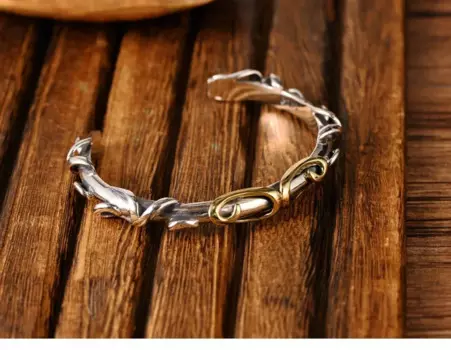 Браслет из серебра S999 с перьями ангела