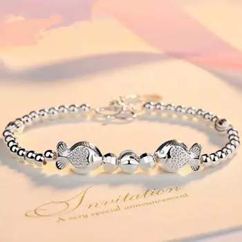 Браслет из стерлингового серебра S990, Женский футбольный серебряный браслет kiss fish, цепочка с мячом, японская и Корейская версия, браслет с рыбкой