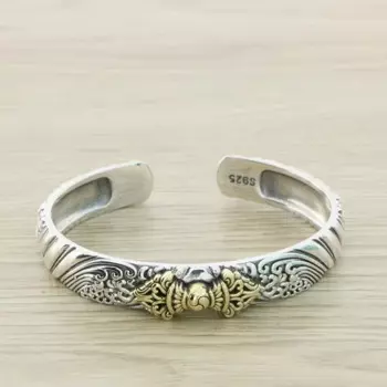 Браслет мужской из серебра 925 пробы, с соломинкой