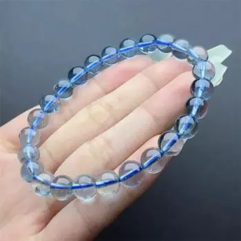 Браслет с натуральным голубым топазом, 8 мм, 1 шт.