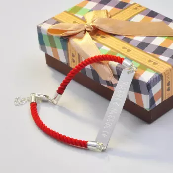 Браслет с нейлоновой цепью, серебро 925 пробы