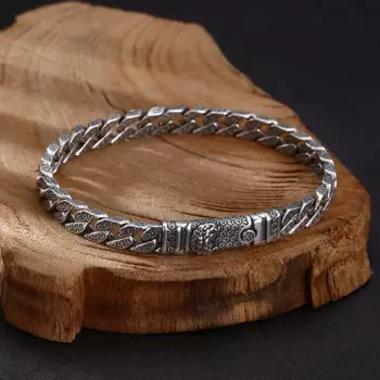 Браслет унисекс из серебра 925 пробы в стиле панк, 7 мм