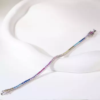 Браслет женский из серебра 925 пробы Радужный, 16-18 см