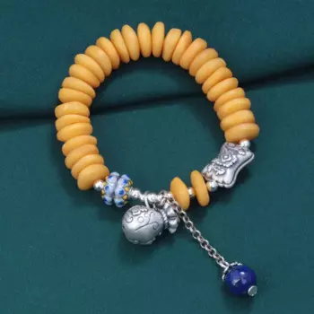 Браслет женский из серебра 925 пробы с бусинами в виде цветка лотоса