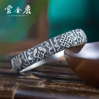 Браслет женский из серебра 999 пробы в ретро стиле