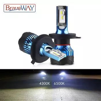 BraveWay H4 LED светодиодный головной светильник светодиодный лампы для Противотуманные фары Дневные Фары Светильник лампочка H1 H3 H7 led светодиодный H11 9005 9006 HB3 HB4 12000LM 12V диодные лампы птф 4300K/6500K