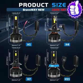 BraveWAY Super Bright 9006 / HB4 светодиодные лампы фар для автомобиля HIR2 / 9012 Светодиодные лампы 12V 9005 HB3 Противотуманные фары