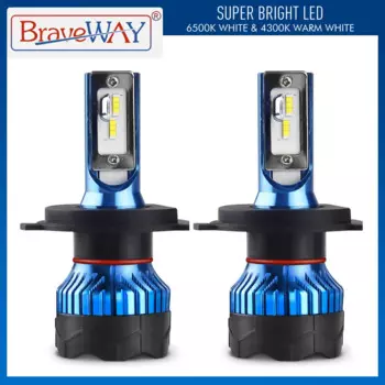 BraveWay Светодиодные Автомобильные фары H4 H7 H1 Turbo Led 9006 HB4 светодиодные лампы для всех автомобилей Противотуманные фары H11 HB3 лампы для автомобисветильник р