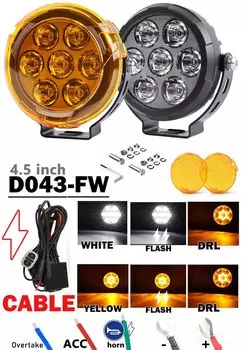 BraveWAY Светодиодный прожектор для мотоцикла ADV GS ATV UTV Желтые противотуманные фары / Рабочее освещение / Дальние огни / Фары головного света