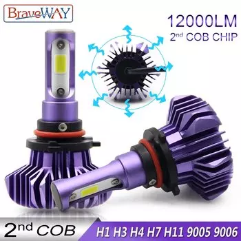 BraveWay Светодиодный свет для авто led H7 H11 9005 9006 H1 Фара Ледяная лампа Светодиодная фара Автомобиль Автомобильные диодные лампы H1 Светодиодные лампы