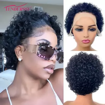 Бразильские волосы Tendersse Remy, кружевной передний парик, Короткие вьющиеся человеческие волосы 13X4, HD кружевные передние парики, выщипанные для черных женщин