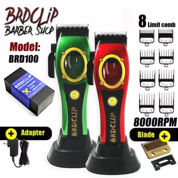 BRDCLIP BRD100 Мужская машинка для стрижки волос с беспроводной зарядкой, высокоскоростная профессиональная перезаряжаемая машинка для стрижки волос, триммер с зарядной подставкой