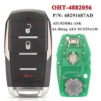 Брелок для дистанционного ключа 433,92 МГц 4A для Dodge Ram 1500 Pickup 2019 2020 + 68291692AD 68291691AD