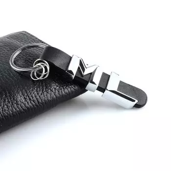 Брелок для ключей с кожаным ремешком и металлическим ремешком